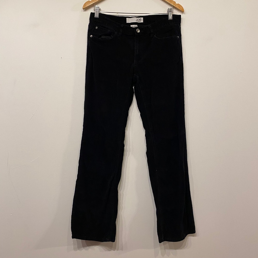 Joe Fresh Womens Black Corduroy Boot Cut Grunge Pants Size 8 Stretch Five Pocket